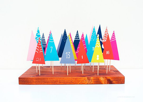DIY colourful Advent Calendar forest