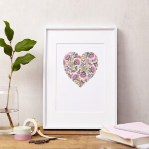 Lucy says I do art print floral heart colour framed