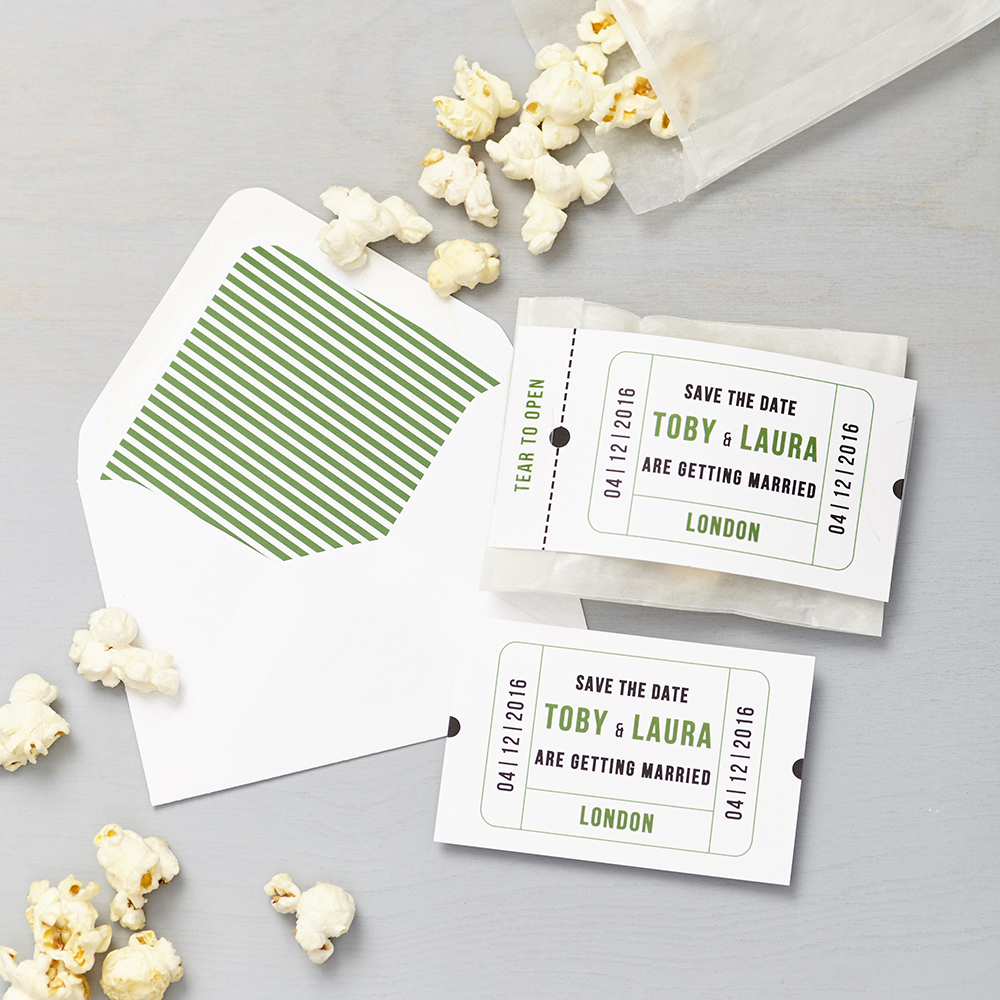 Lucy says I do save the date_cinema green popcorn