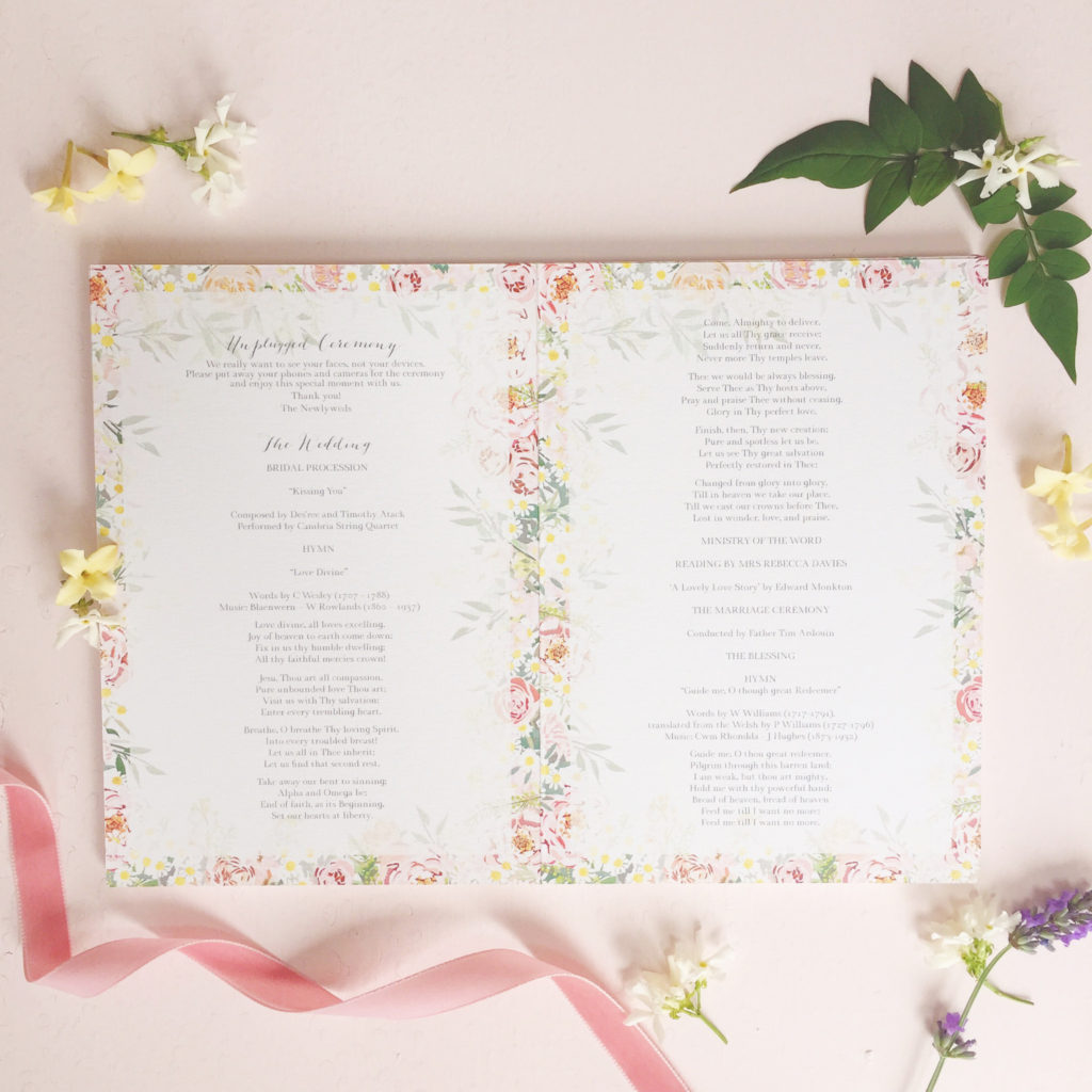 bespoke wedding invitation stationery flowers summer pastel