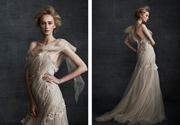 wedding dress - traditionally English and classic feminine styling with a contemporary romanticism for her couture label Samuelle