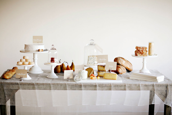 wedding table ideas, wedding reception ideas, bell jars, cloches, bread and cheese