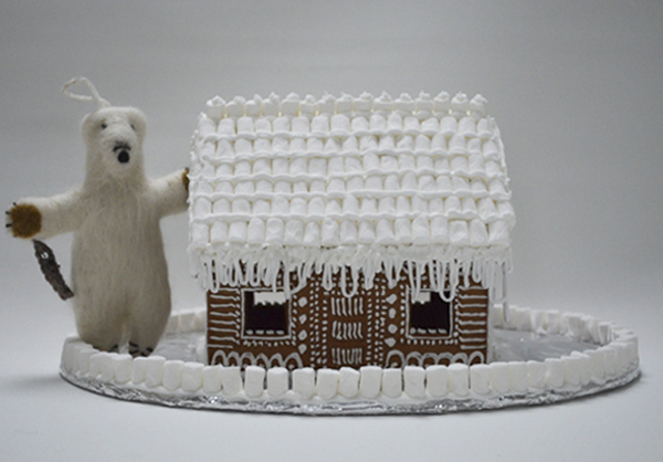 gingerbread house and polar bear lucysaysido