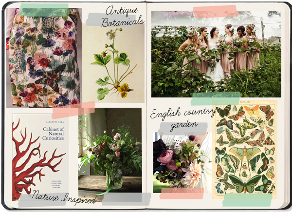 bridesmaids dress botanical print inspiration board