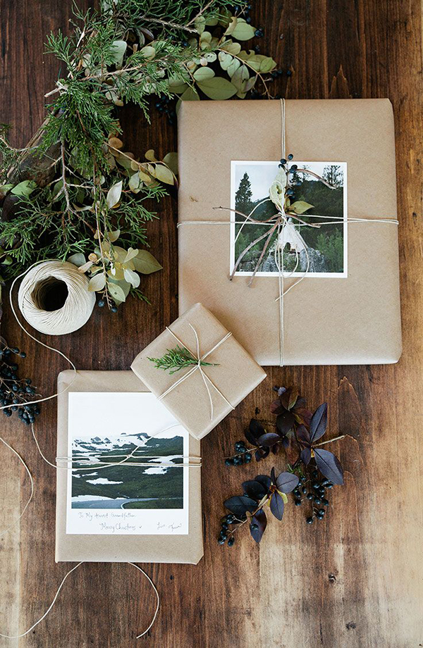 brown paper packages tied up with string and photos christmas present wrapping ideas