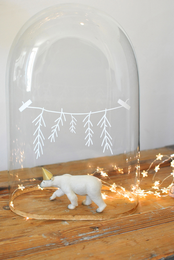 christmas bear lights cloche jar bell jar decor