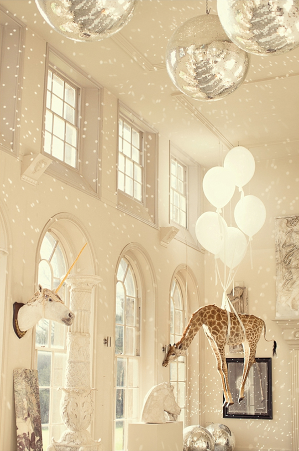 weddings with balloons ideas Aynhoe Park giraffe glitter ball lucysaysido