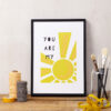 Lucy says I do art print LOVE you are my sunshine framed