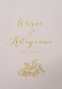 Lucy says I do bespoke wedding invitation gold foil on blush persian wedding figs grapes flowers envelope liner
