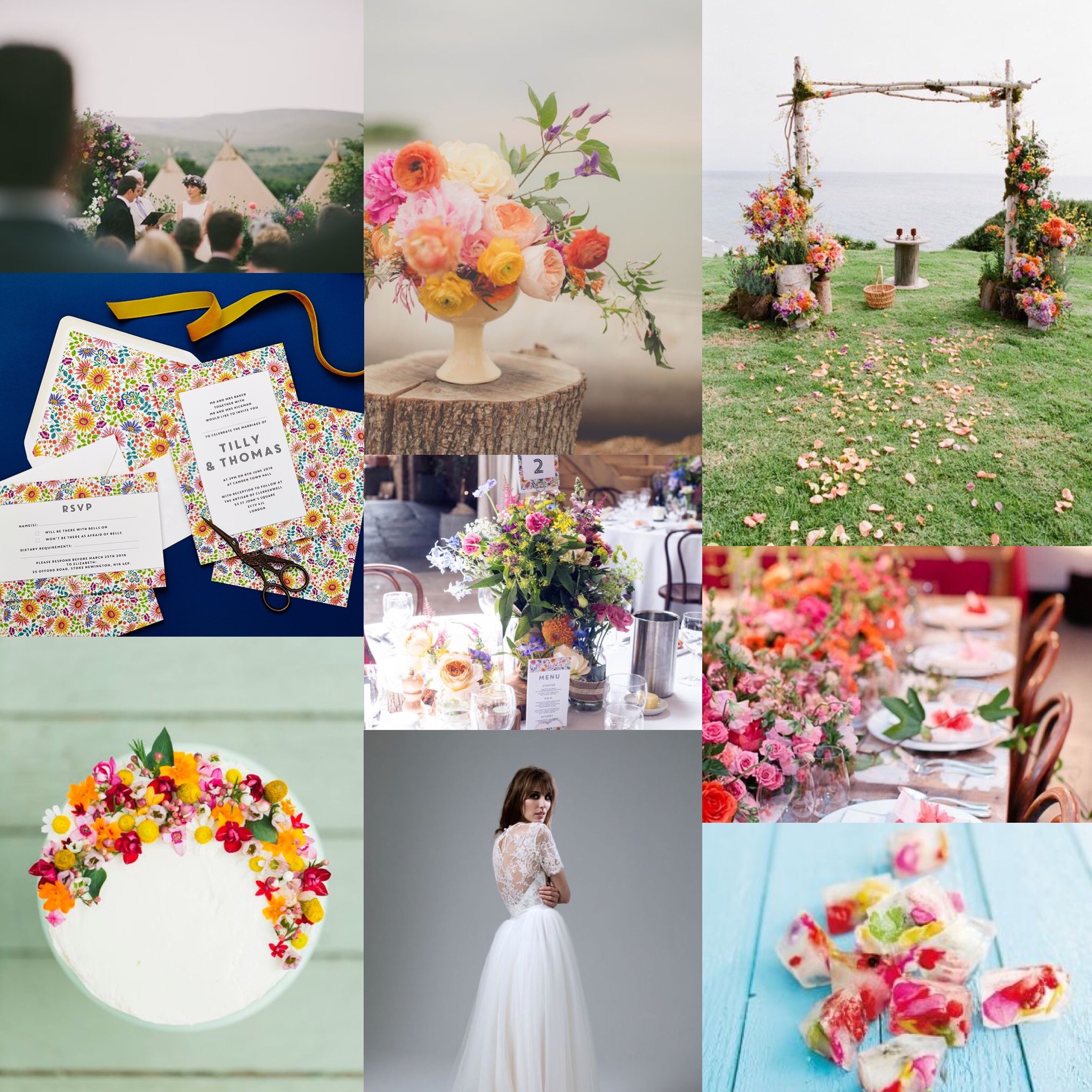 Lucy says I do bright flowers wedding stationery design inspiration board