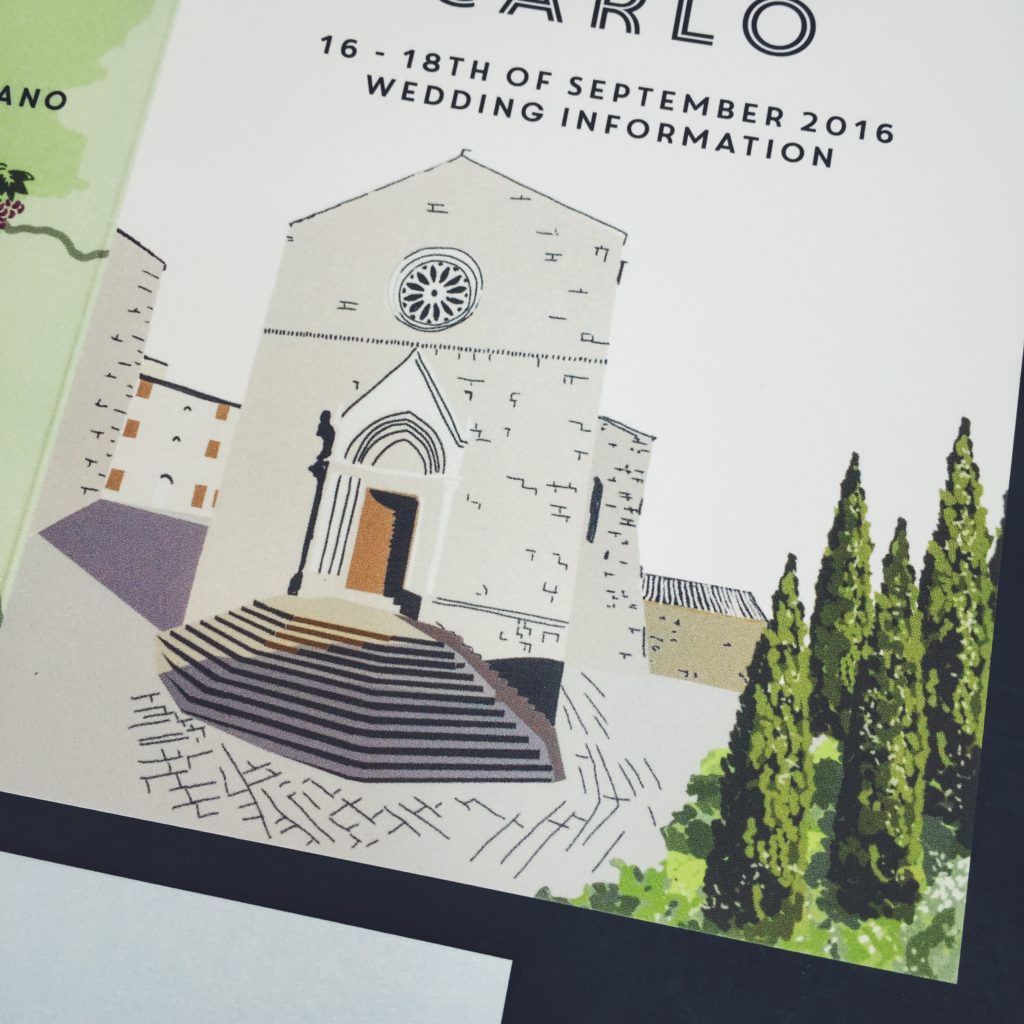 vintage travel postcard style invitation tuscany wedding italy