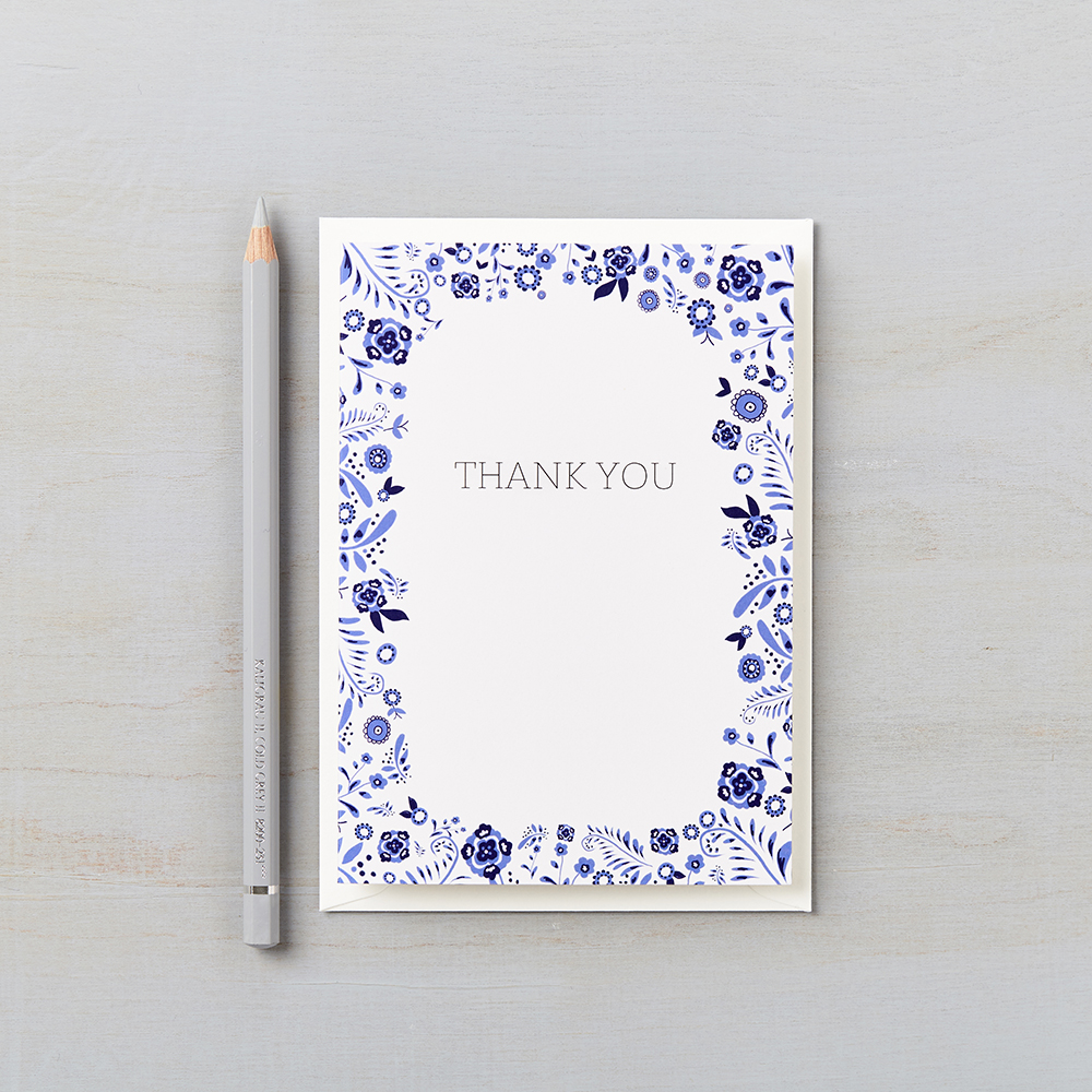 LSID greetings card danish floral blue