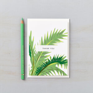 LSID greetings card tropical green palm thank you