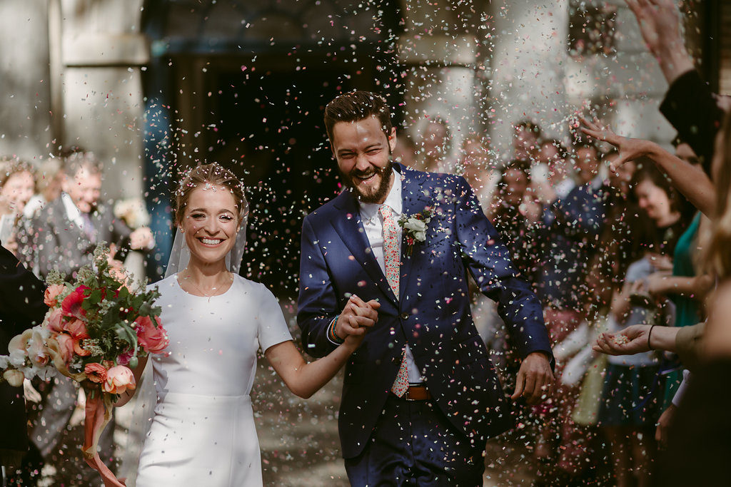 Modern geometric pink city wedding V&A Millar Cole