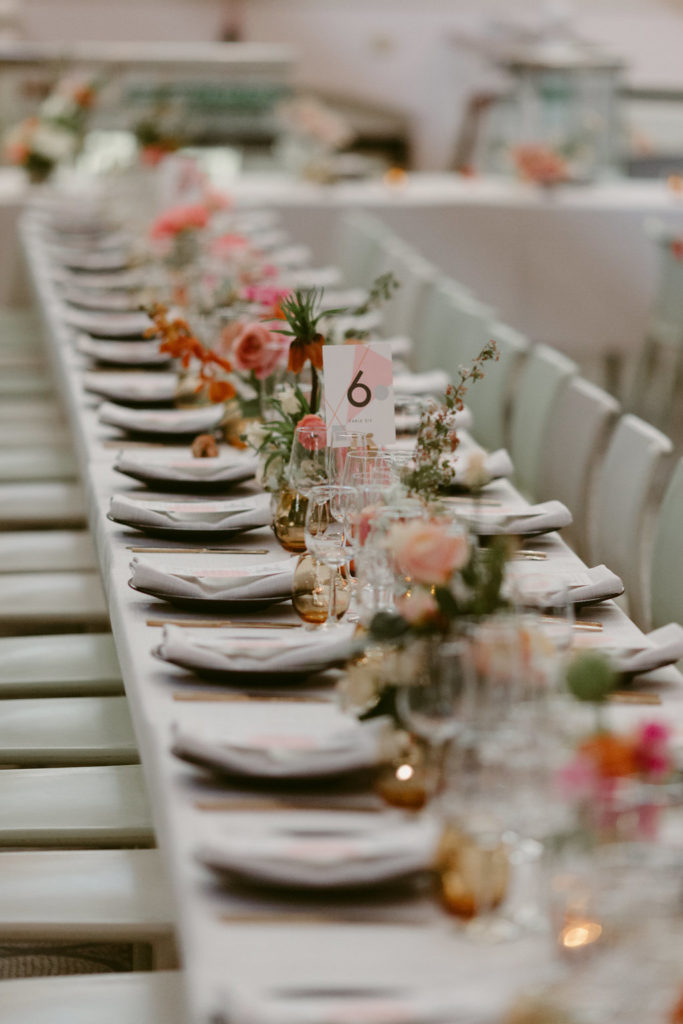 Modern geometric pink city london wedding V&A Millar Cole