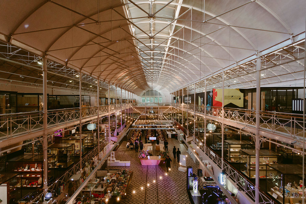 Modern geometric pink city wedding V&A Millar Cole