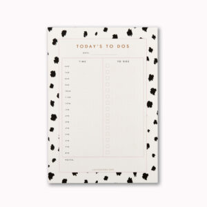A5 day planner desk notepad dalmatian animal print to do list