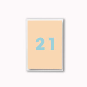 21st birthday card retro colour block peach and sky blue