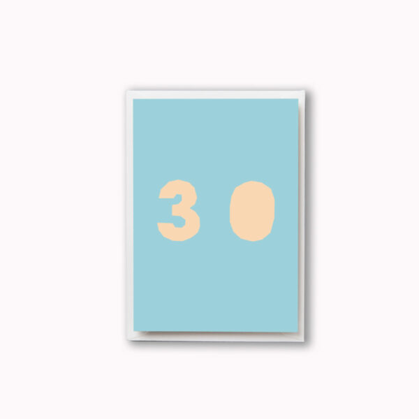 30th birthday card retro colour block sky blue