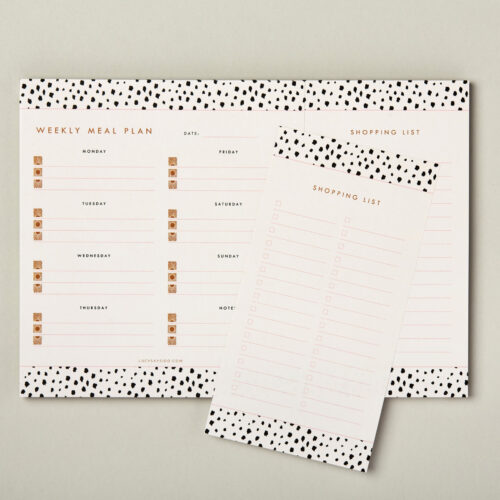 A4 weekly meal planner with perforated shopping list mini dalmatian Print MP100 50 pages