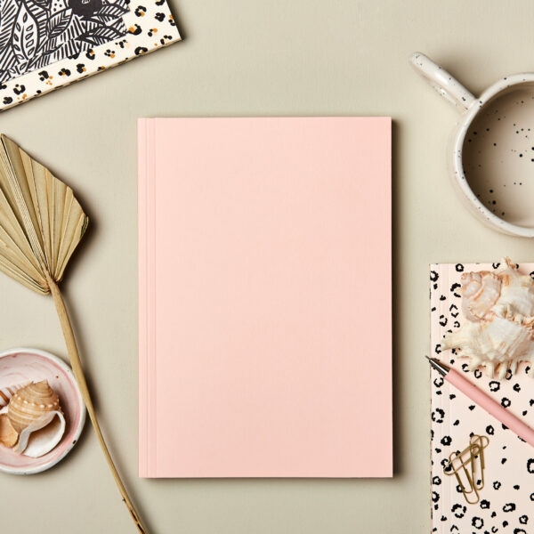 A5 Layflat notebook lined journal soft pink cover OTA bound portland stone
