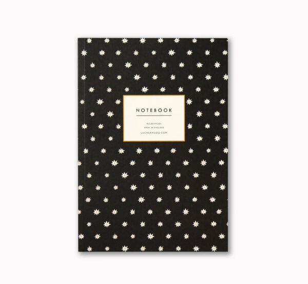A5 notebook black and white star cover ruled pages
