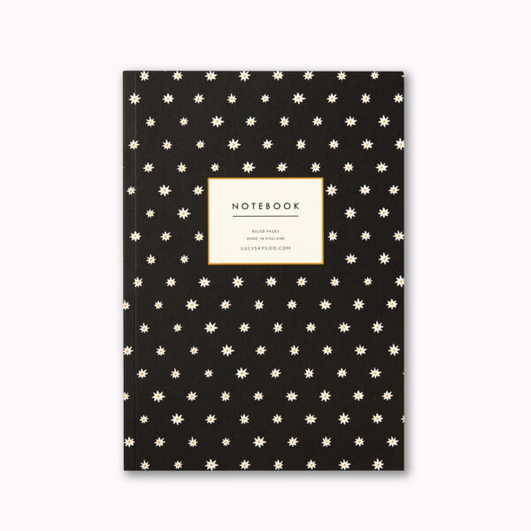 A5 notebook black and white star cover ruled pages