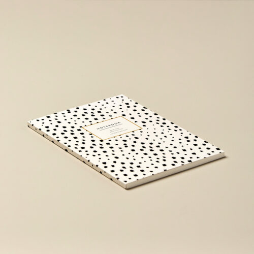 A5 lined notebook black and white dalmatian spot animal print journal 96 pages