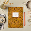 A5 notebook ochre leopard animal print design ruled pages great gift portland stone styling