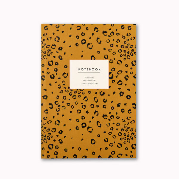 A5 notebook mustard leopard animal print design ruled pages great gift