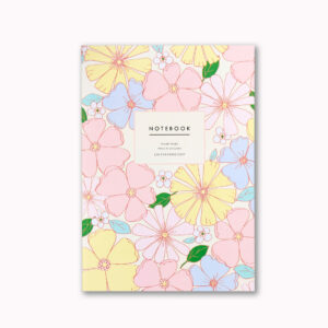 beautiful A5 notebook retro pastel flower design 96 ruled pages
