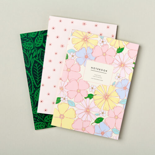 A5 notebooks beautiful cover choice perfect present pink stars green botanical yellow flowers