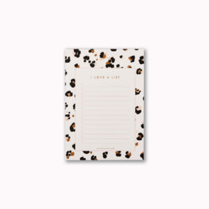 A6 I love a list desk notepad cheetah animal print