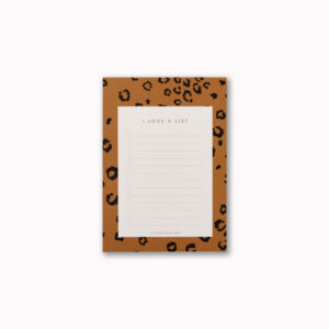 A6 I love a list desk notepad golden mustard leopard print