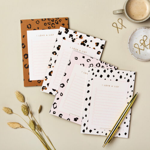 A6 i love a list desk notepad design options animal print spots black and white