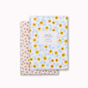 A6 mini softcover notebook set yellow and blue ditsy flower and pink and gold floral