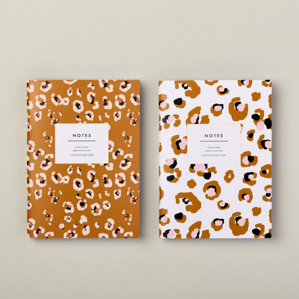 A6 Notebook Set - Gold & Pink Leopard and Cream & Pink leopard Print ...