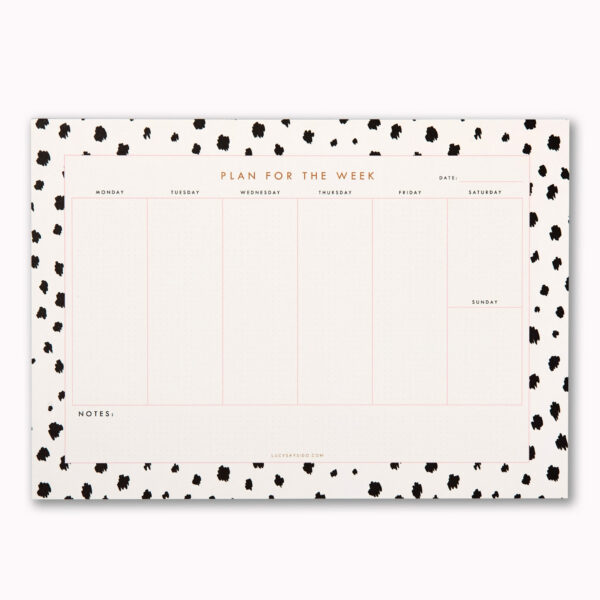 dalmatian animal print A4 weekly desk planner notepad