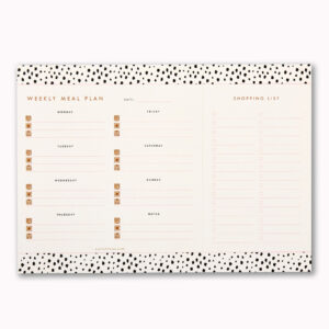 mini dalmatian animal print A4 weekly MEAL planner notepad