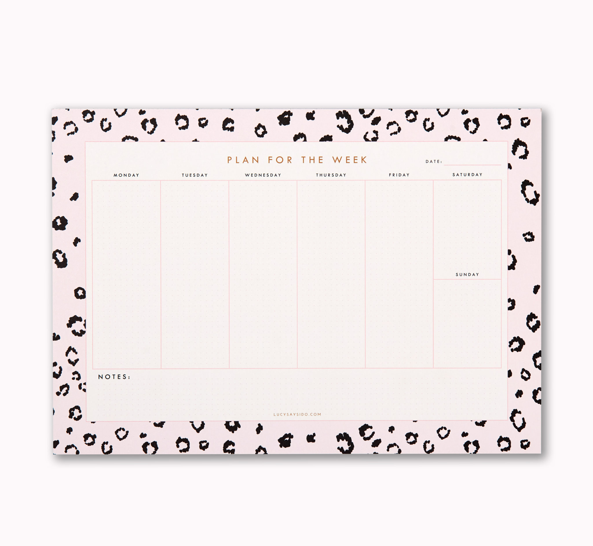 Weekly Desk Pad Pink Leopard Print Lucy Says I Do