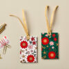 Christmas gift tags retro scandi design festive greens golds and reds