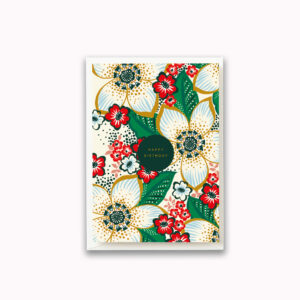 Retro floral happy birthday card bright colours