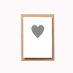 Love card Vertical stripe heart card monochrome