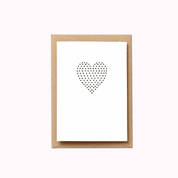love card polka dot heart card monochrome dotty heart