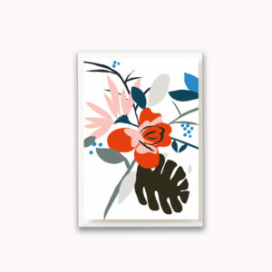 red flower on white blank inside card