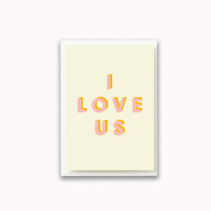 I love us card pink and orange typography text