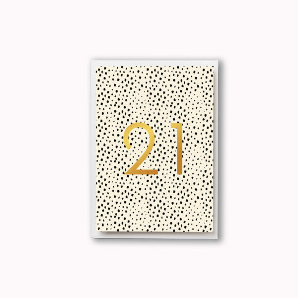 21st birthday card black and gold foil with animal print pattern