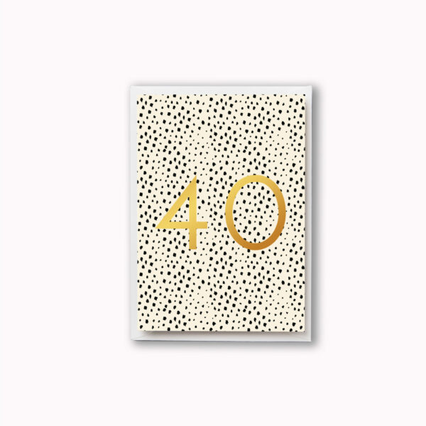 40th birthday card black and gold foil with animal print pattern