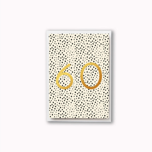60th birthday card black and gold foil with animal print pattern