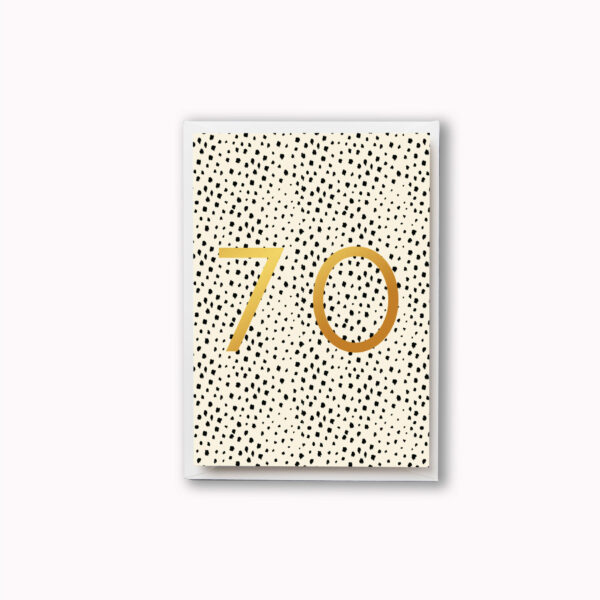 70th birthday card black and gold foil with animal print pattern
